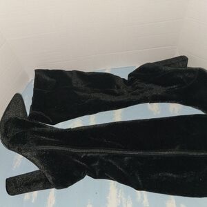 Black Velvet Over-the-Knee Boots